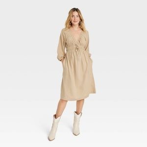 Universal Thread tie-front 3/4 sleeve midi dress NEW!!